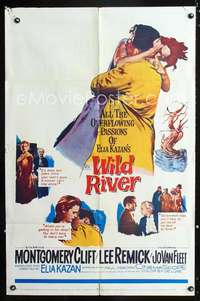 h728 WILD RIVER one-sheet movie poster '60 Elia Kazan, Montgomery Clift