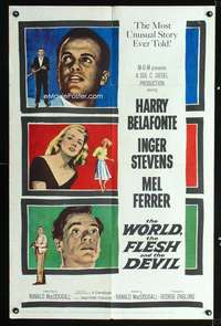h731 WORLD, THE FLESH & THE DEVIL one-sheet movie poster '59 Belafonte