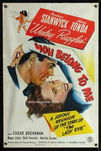 h738 YOU BELONG TO ME one-sheet movie poster '41 Stanwyck, Henry Fonda