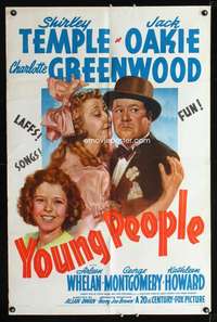 h742 YOUNG PEOPLE one-sheet movie poster '40 Shirley Temple, Jack Oakie