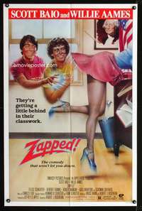 h745 ZAPPED one-sheet movie poster '82 Scott Baio, wacky teen sci-fi!