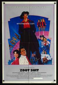 h747 ZOOT SUIT one-sheet movie poster '81 Edward James Olmos, Gomez art!