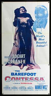 k021 BAREFOOT CONTESSA three-sheet movie poster R60s Bogart, Ava Gardner