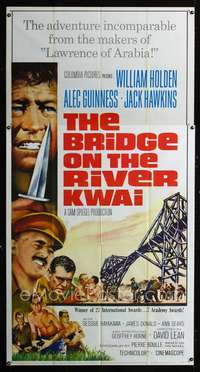 k022 BRIDGE ON THE RIVER KWAI three-sheet movie poster R63 William Holden