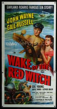 k037 WAKE OF THE RED WITCH three-sheet movie poster R52 John Wayne, Russell