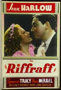 k065 RIFFRAFF Forty by Sixty movie poster '36 Jean Harlow, Spencer Tracy