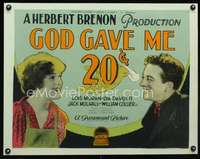k089 GOD GAVE ME 20 CENTS half-sheet movie poster '26 Mulhall, Lois Moran