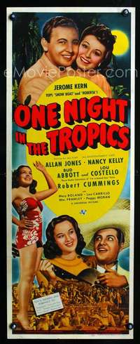 k084 ONE NIGHT IN THE TROPICS insert movie poster '40 1st A & C!