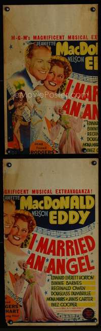 k132 I MARRIED AN ANGEL 2 jumbo window card movie posters '42 MacDonald, Eddy