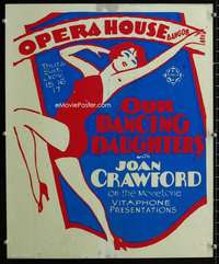 k154 OUR DANCING DAUGHTERS local theater window card movie poster '28 Crawford