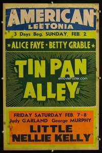 k162 TIN PAN ALLEY/LITTLE NELLIE KELLY local theater window card movie poster '40