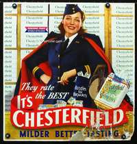 k076 CHESTERFIELD 21x22 standee movie poster c42 WWII cigarettes!