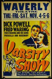 k164 VARSITY SHOW local theater window card movie poster '37 Dick Powell