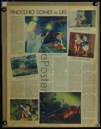 k100 PINOCCHIO 16x21 newspaper ad '40 Disney classic!