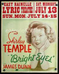 k128 BRIGHT EYES jumbo window card movie poster '34 cutest Shirley Temple!