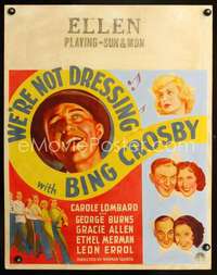 k141 WE'RE NOT DRESSING jumbo window card movie poster '34 Crosby, Lombard