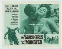 m251 BEACH GIRLS & THE MONSTER movie lobby card #7 '65 classic schlock!