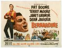 m028 BERNARDINE movie title lobby card '57 Pat Boone w/guitar, Terry Moore