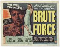 m034 BRUTE FORCE movie title lobby card '47 Burt Lancaster, Yvonne DeCarlo