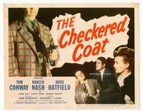 m042 CHECKERED COAT movie title lobby card '48 Tom Conway, Noreen Nash