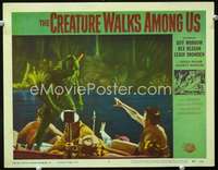 m329 CREATURE WALKS AMONG US movie lobby card #2 '56 he attacks!