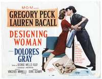 m052 DESIGNING WOMAN movie title lobby card '57 Gregory Peck, Lauren Bacall