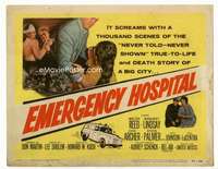 m058 EMERGENCY HOSPITAL movie title lobby card '56 true to life story!