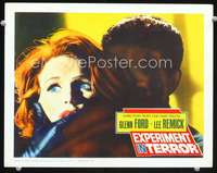 m362 EXPERIMENT IN TERROR movie lobby card '62 Lee Remick terrorized!