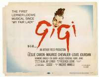 m075 GIGI movie title lobby card '58 Leslie Caron, Maurice Chevalier