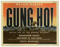 m080 GUNG HO movie title lobby card '43 Randolph Scott, Marine battle cry!