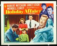 m461 HOLIDAY AFFAIR movie lobby card #3 '49Robert Mitchum,Janet Leigh