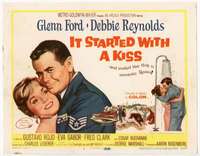 m093 IT STARTED WITH A KISS movie title lobby card '59 Glenn Ford, Reynolds