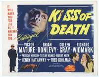 m100 KISS OF DEATH movie title lobby card R53 Victor Mature, film noir!