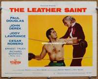 m541 LEATHER SAINT movie lobby card #2 '56 boxing John Derek in ring!