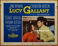 m574 LUCY GALLANT movie lobby card #1 '55 Charlton Heston, Jane Wyman