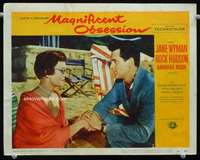 m579 MAGNIFICENT OBSESSION movie lobby card #7 '54Rock Hudson,Wyman