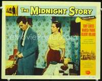 m603 MIDNIGHT STORY movie lobby card #5 '57 Tony Curtis, Marisa Pavan