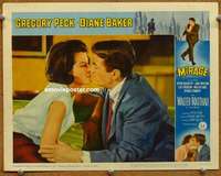 m610 MIRAGE movie lobby card #1 '65 Gregory Peck & Diane Baker c/u!