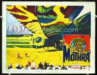 m619 MOTHRA movie lobby card '62 Toho, best Mothra close up image!