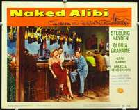 m629 NAKED ALIBI movie lobby card '54 sexy Gloria Grahame at bar!