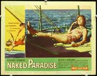 m632 NAKED PARADISE movie lobby card #5 '57Beverly Garland in bikini!