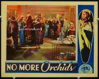 m648 NO MORE ORCHIDS movie lobby card '32 Carole Lombard in crowd!