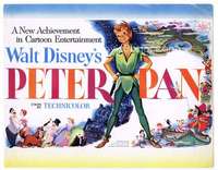 m129 PETER PAN movie title lobby card '53 Walt Disney fantasy classic!