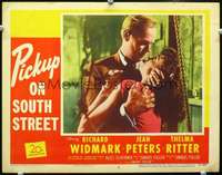 m697 PICKUP ON SOUTH STREET movie lobby card #3 '53 Widmark & Peters!