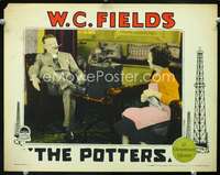 m007 POTTERS movie lobby card '27 W.C. Fields in chair smoking cigar!