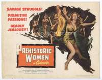 m133 PREHISTORIC WOMEN movie title lobby card '50 dancing hot cave babes!