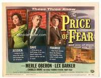m135 PRICE OF FEAR movie title lobby card '56 Merle Oberon, Lex Barker
