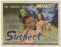 m180 SUSPECT movie title lobby card '44 Charles Laughton, Ella Raines