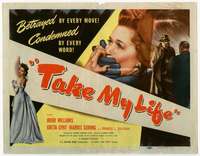 m182 TAKE MY LIFE movie title lobby card '49 Greta Gynt, English!