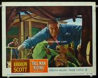 m790 TALL MAN RIDING movie lobby card #8 '55 Randolph Scott close up!